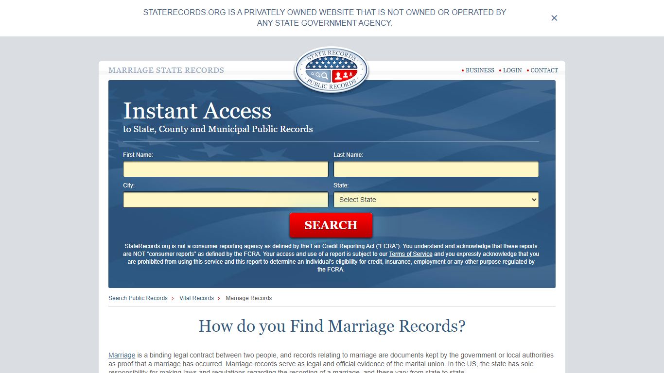 Marriage State Records | StateRecords.org